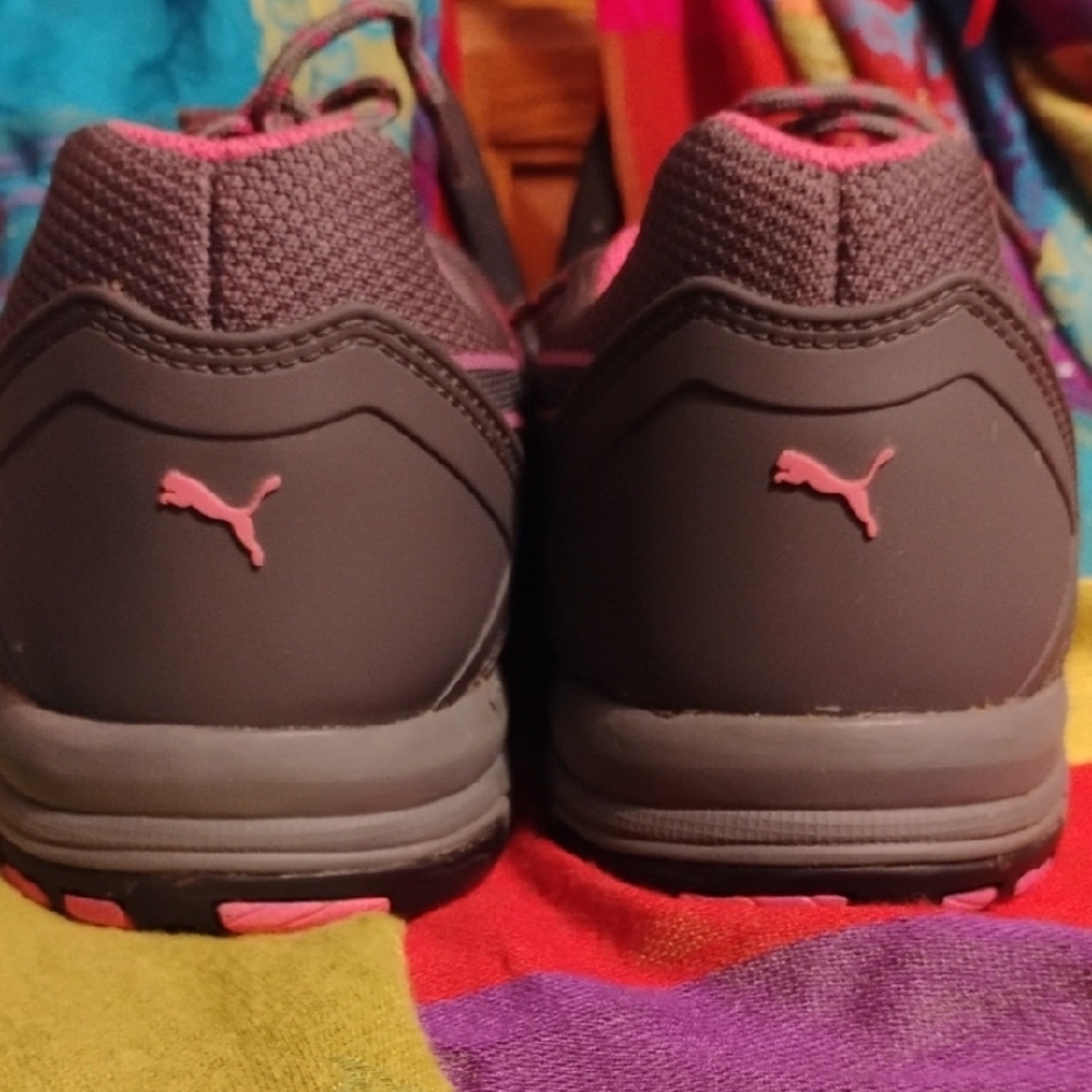 Puma Gray and Pink Breathable Steel Toe Work Shoes Size 10 - Picture 7 of 7